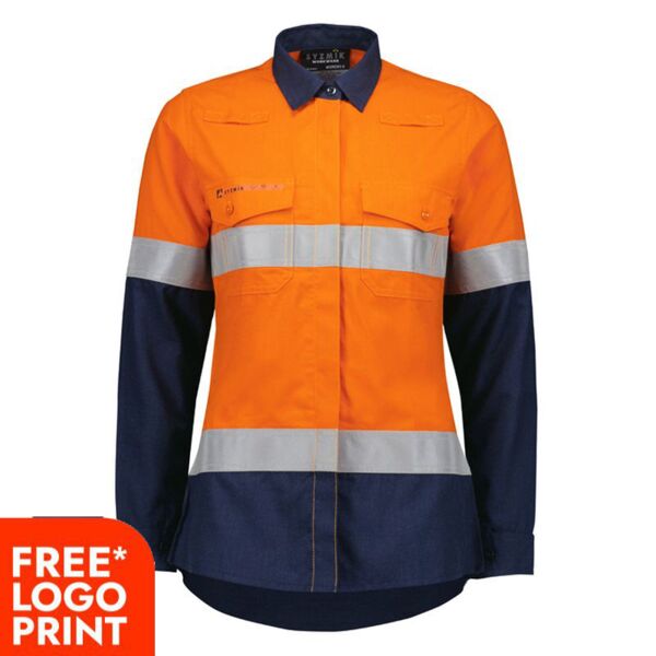 Womens Orange Flame Lightweight Ripstop Taped Shirt Thumbnail