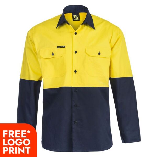 Mens Lightweight Hi Vis Two Tone Long Sleeve Vented Thumbnail