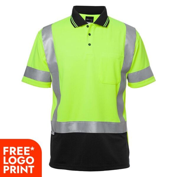 Mens Hi Vis Short Sleeve (D+N) H Pattern Trad Polo Thumbnail