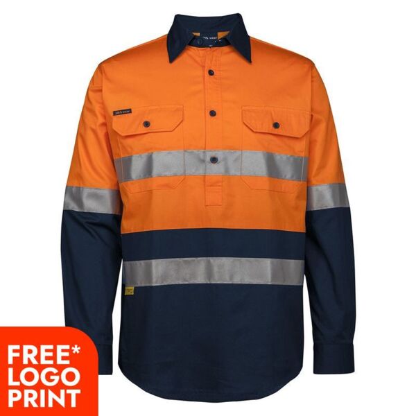 Mens Hi Vis (D+N) Close Front Long Sleeve 150G Shirt Thumbnail