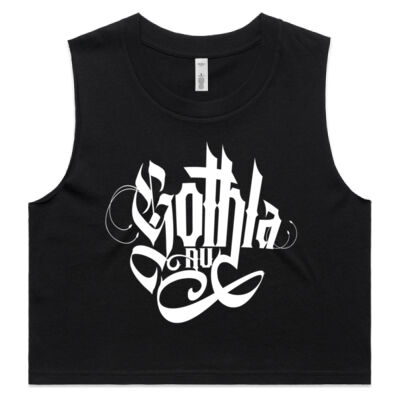 Gothla White Logo Black Crop Top Thumbnail